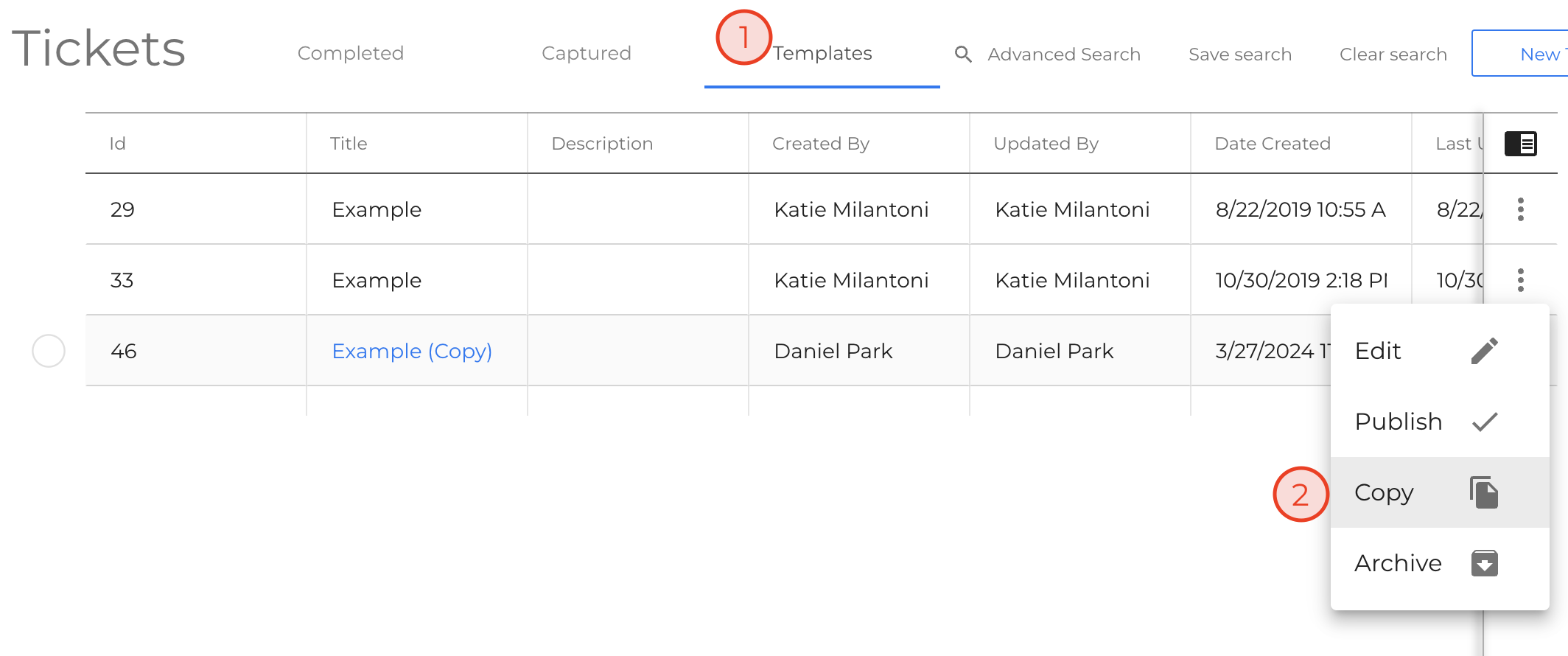 Copy Docket Template